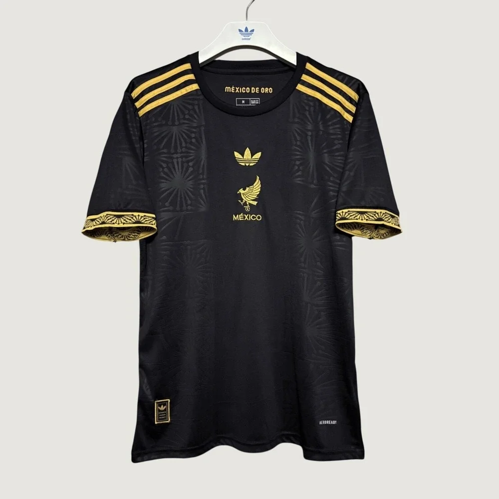 2025 Adidas Mexico De Oro Authentic Soccer Jersey Mens Medium Slim Black Gold